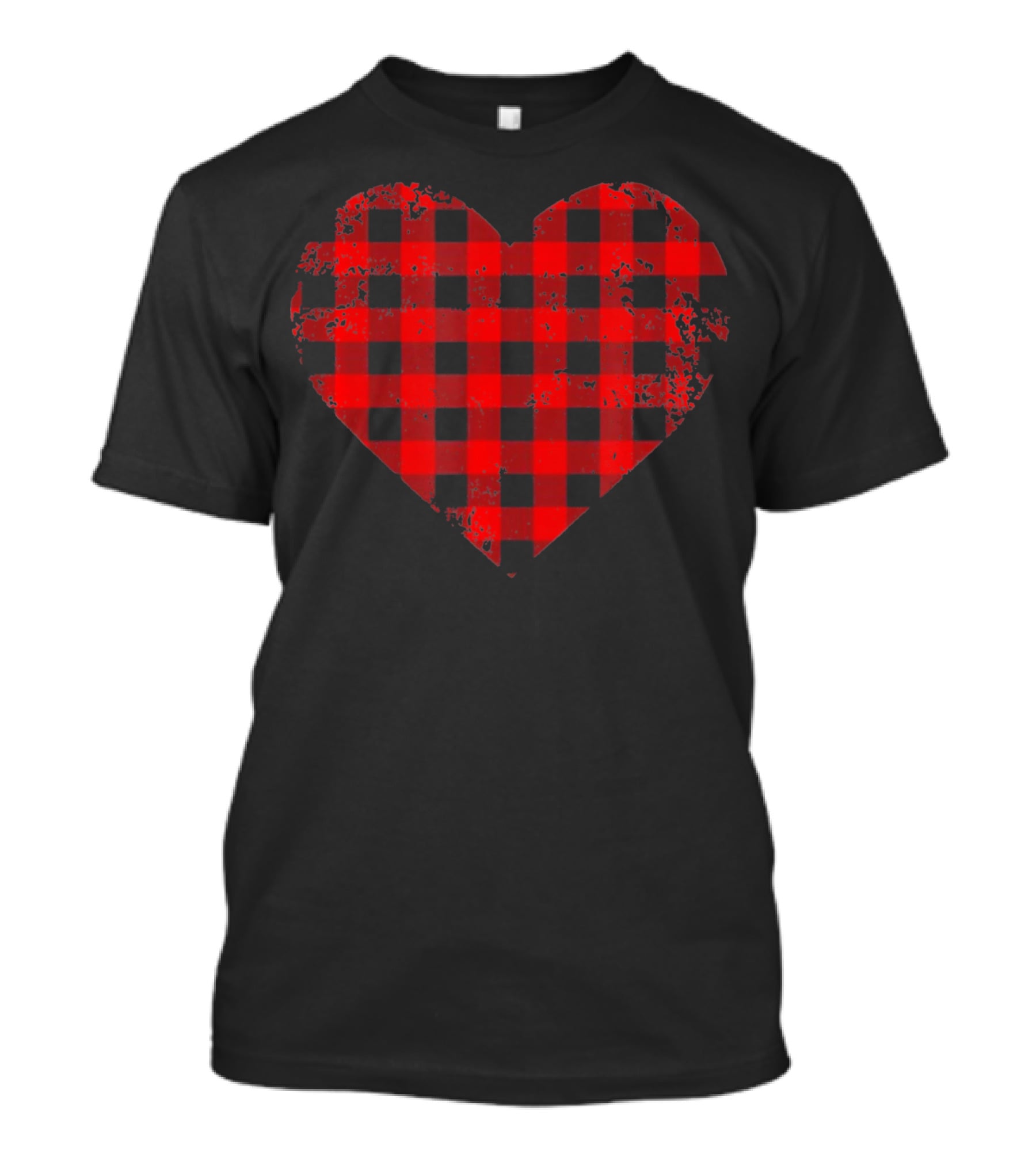 Big Heart Red Plaid Cool Valenti Grunge T-Shirt