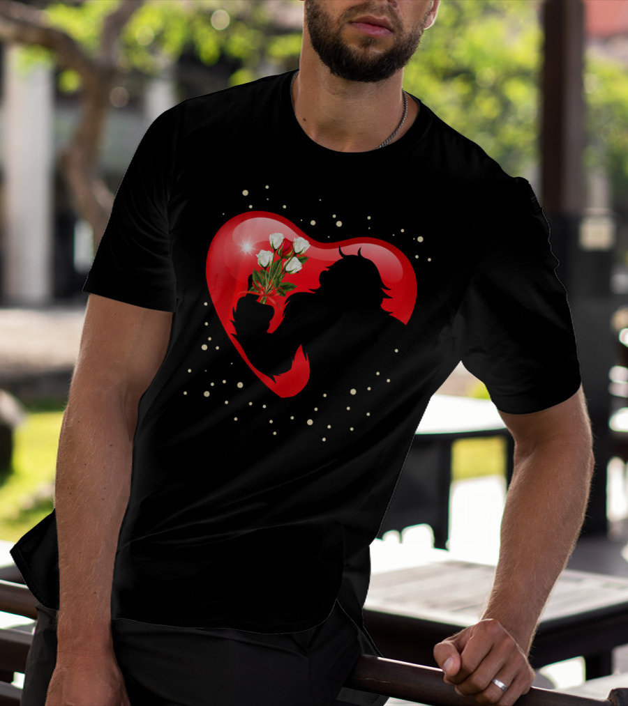 Bigfoot Red Heart White Flower Valentine's Day T-Shirt