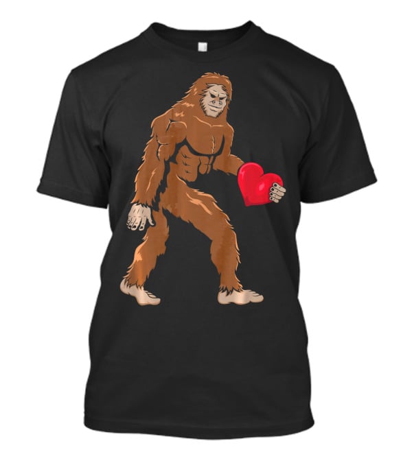 Bigfoot Holding Heart Sasquatch Valentines Day T-Shirt