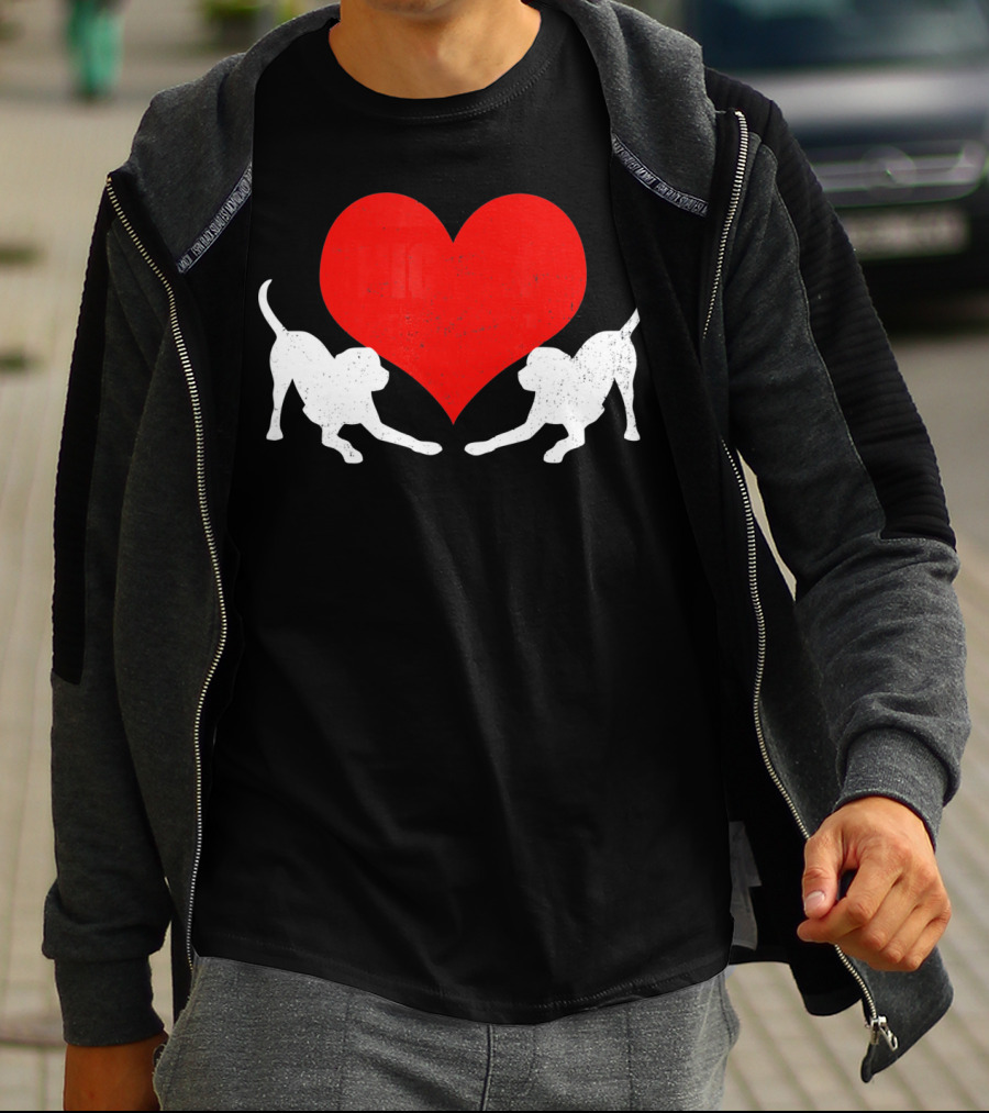 Valentine's Day Black Mouth Cur With Heart T-Shirt