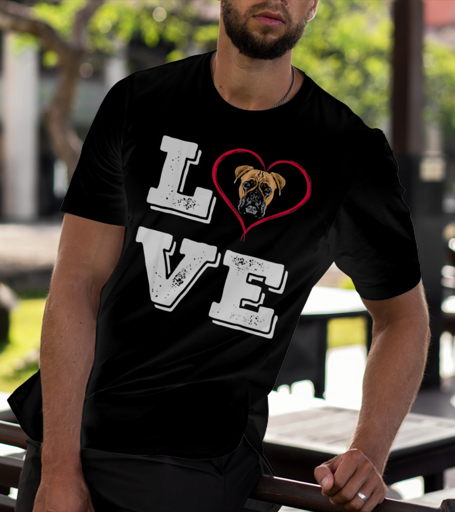Boxer Dog Love Heart Va Dog Mom T-Shirt