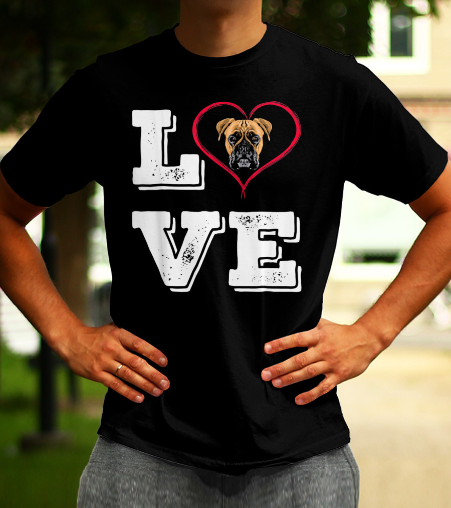 Boxer Dog Love Heart Va Dog Mom T-Shirt