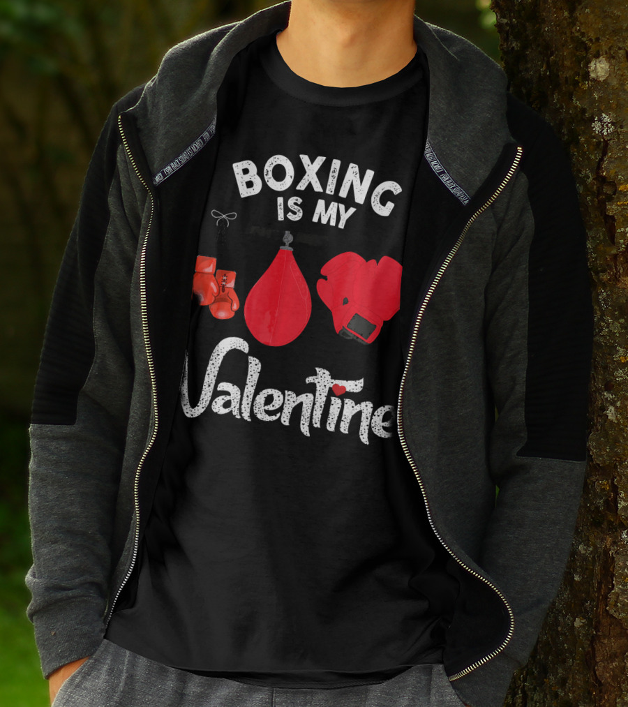 Boxing Is My Valentine Red Gloves Enthusiast Coach Fan Lovers T-Shirt