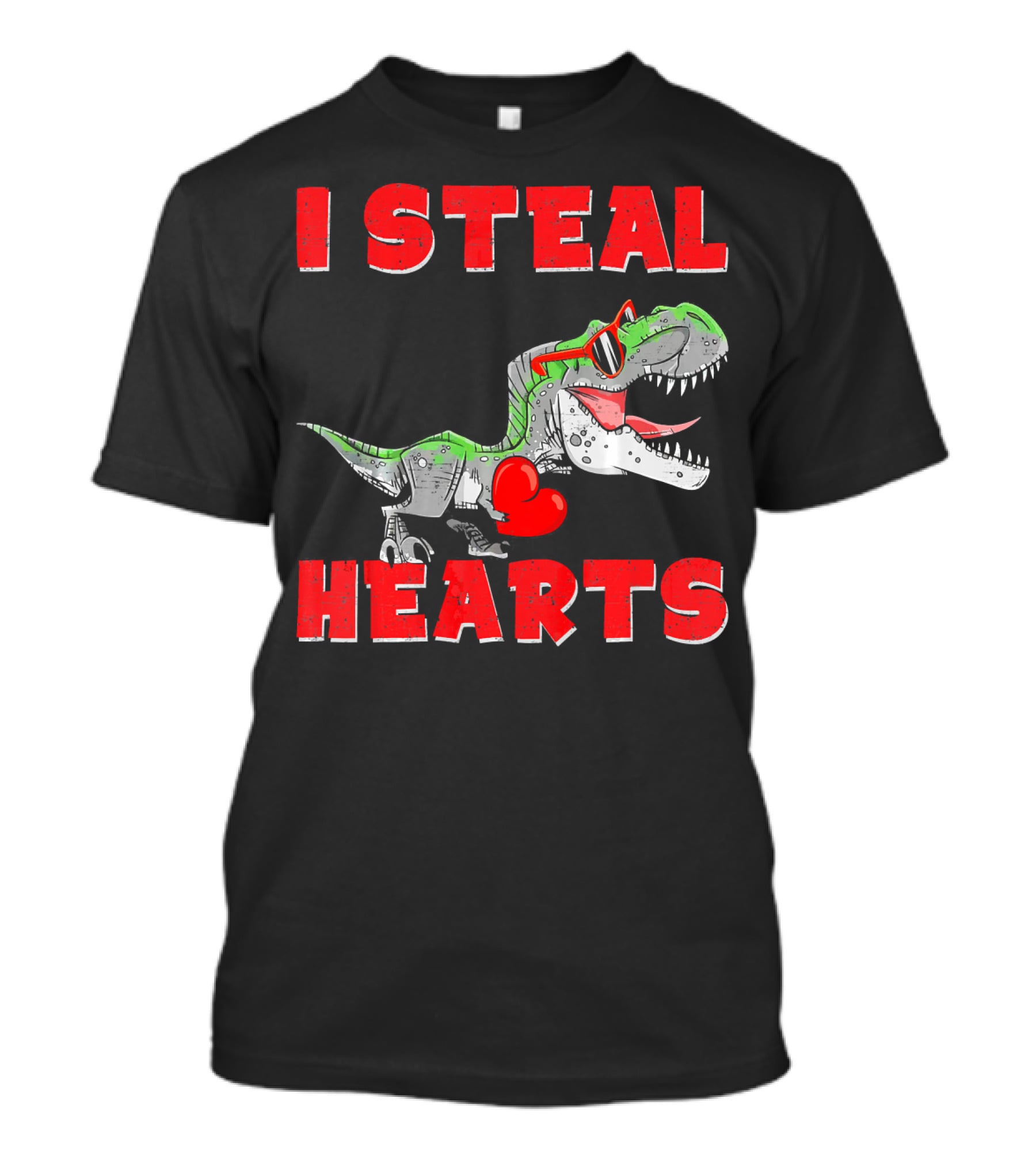 I Steal Hearts Boys Valentines Day Kids Dinosaur Trex T-Shirt