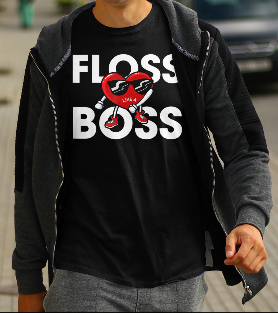 Floss Like A Boss Boys Valentines Day Kids Heart T-Shirt