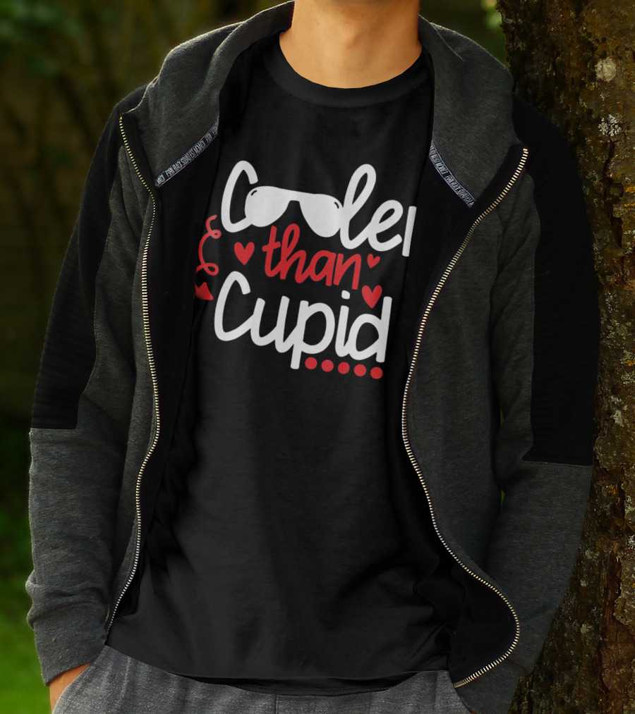 Cooler Than Cupid Valentine Hearts And Glasses T-Shirt