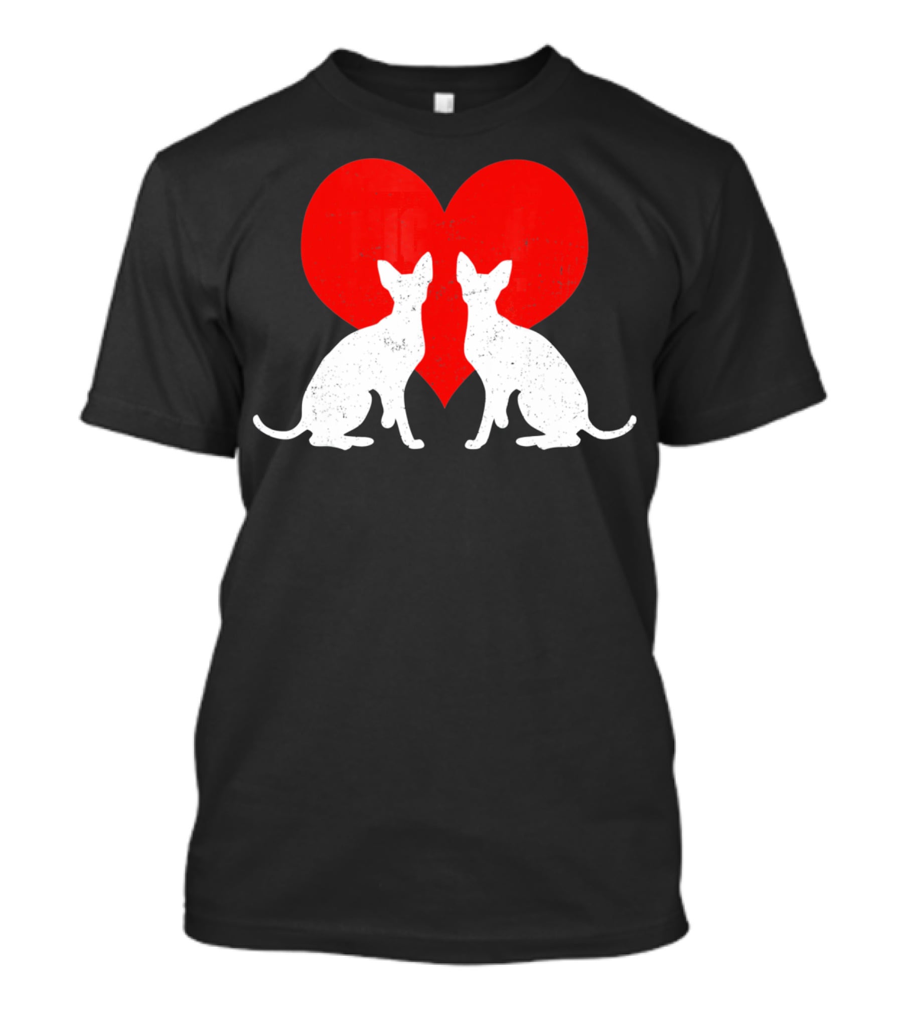Cornish Rex Cats With Red Heart Valentines Day T-Shirt