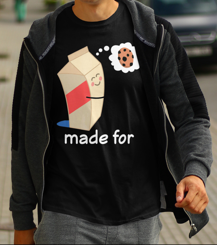 Couples Valentines Day Matching Made For Milk And Cookie T-Shirt