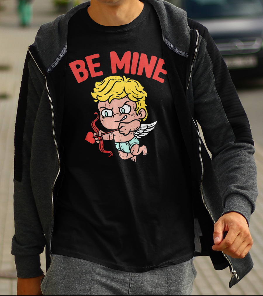 Be Mine Funny Valentine's Day Cupid With Bow And Heart Arrow T-Shirt