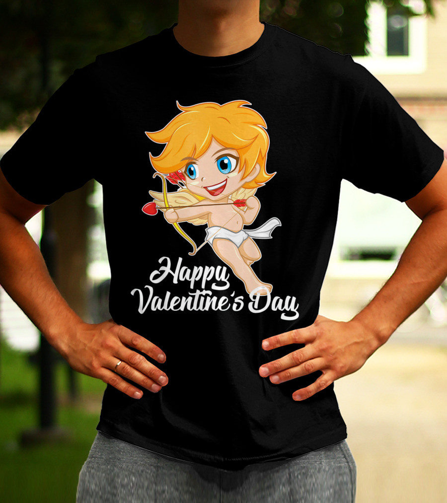 Happy Valentine's Day Cupid Bow And Heart Arrow T-Shirt