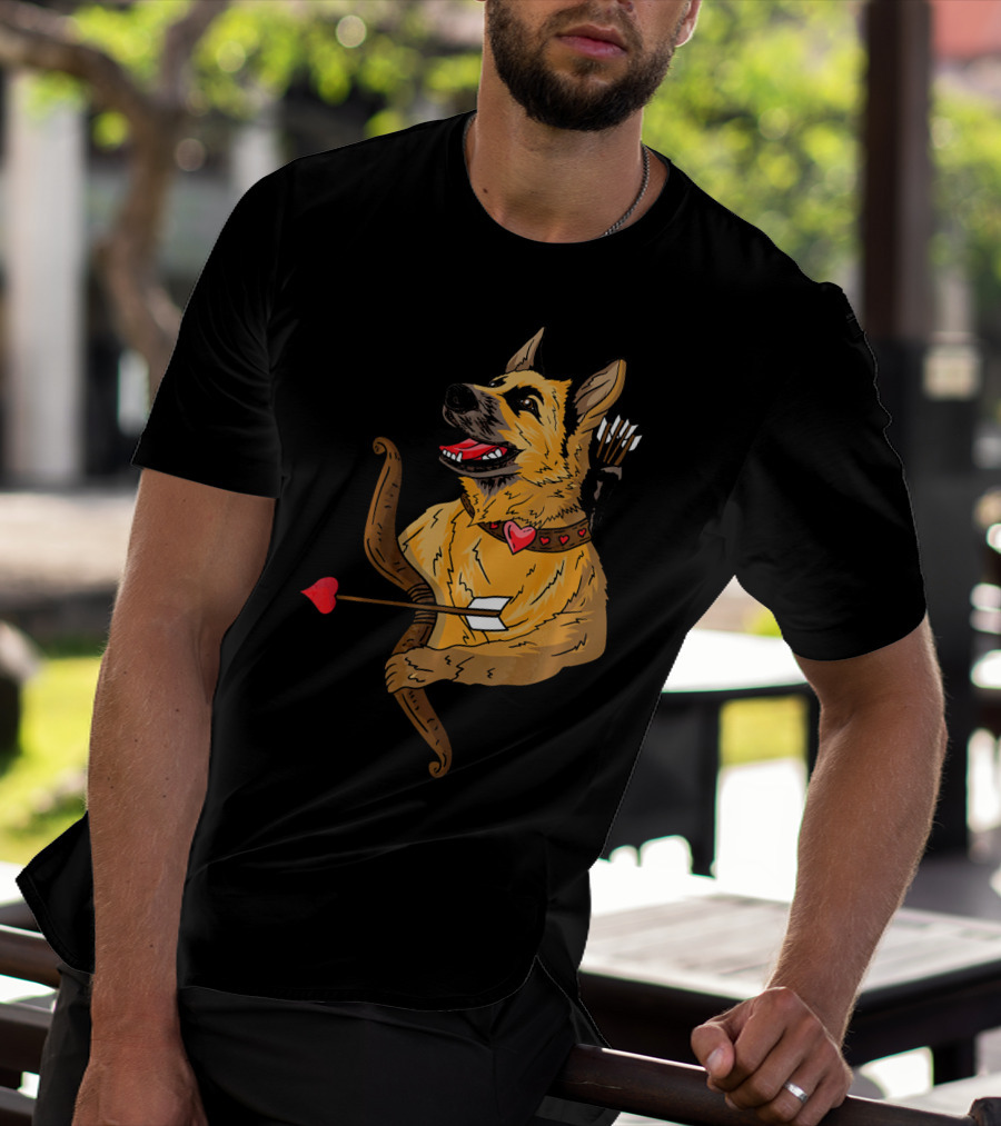 Cupid German Shepherd With Bow And Heart Arrow Dog Lovers T-Shirt