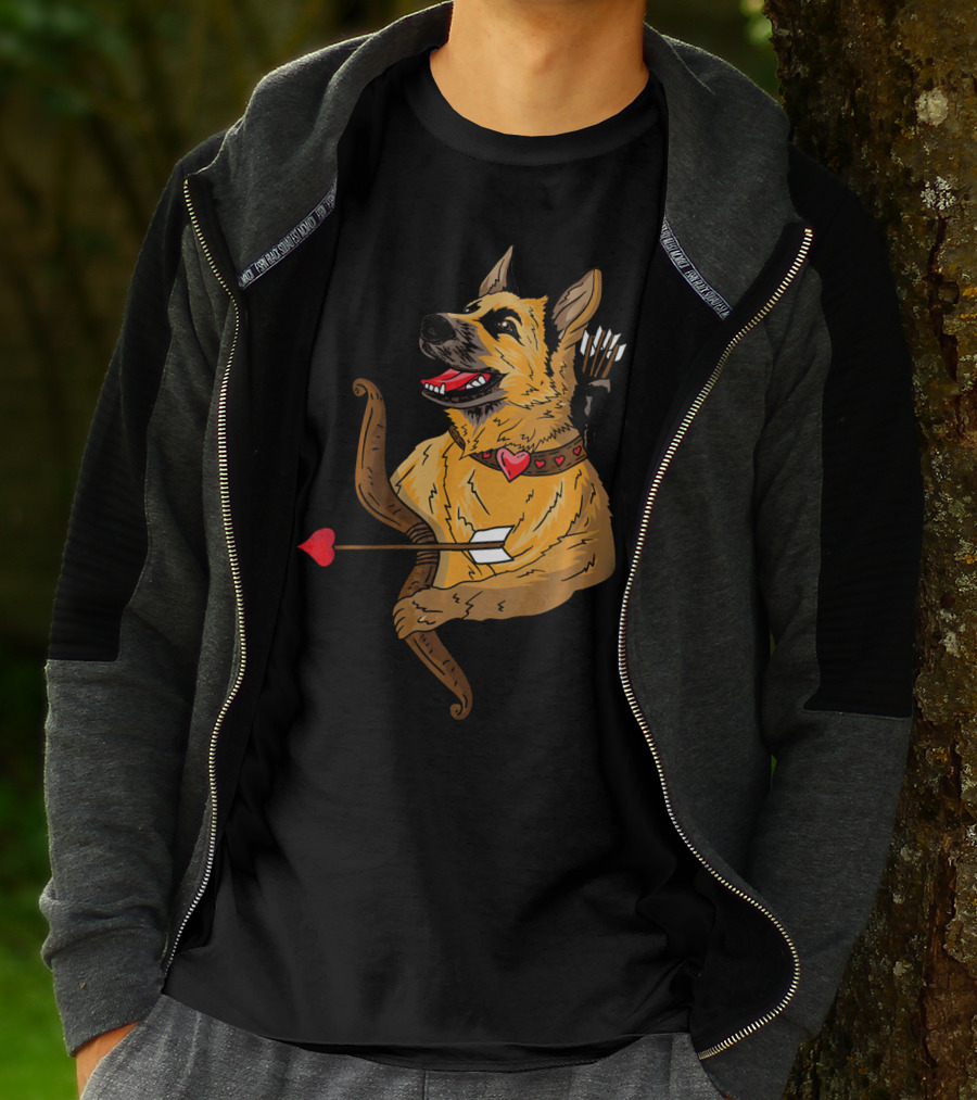Cupid German Shepherd With Bow And Heart Arrow Dog Lovers T-Shirt