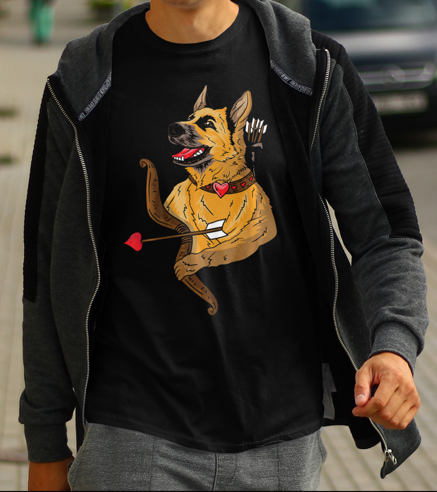 Cupid German Shepherd With Bow And Heart Arrow Dog Lovers T-Shirt