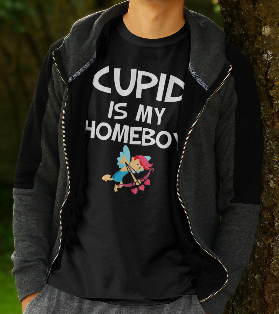 CUPID IS MY HOMEBOY Valentine's Winged Heart Arrow T-Shirt