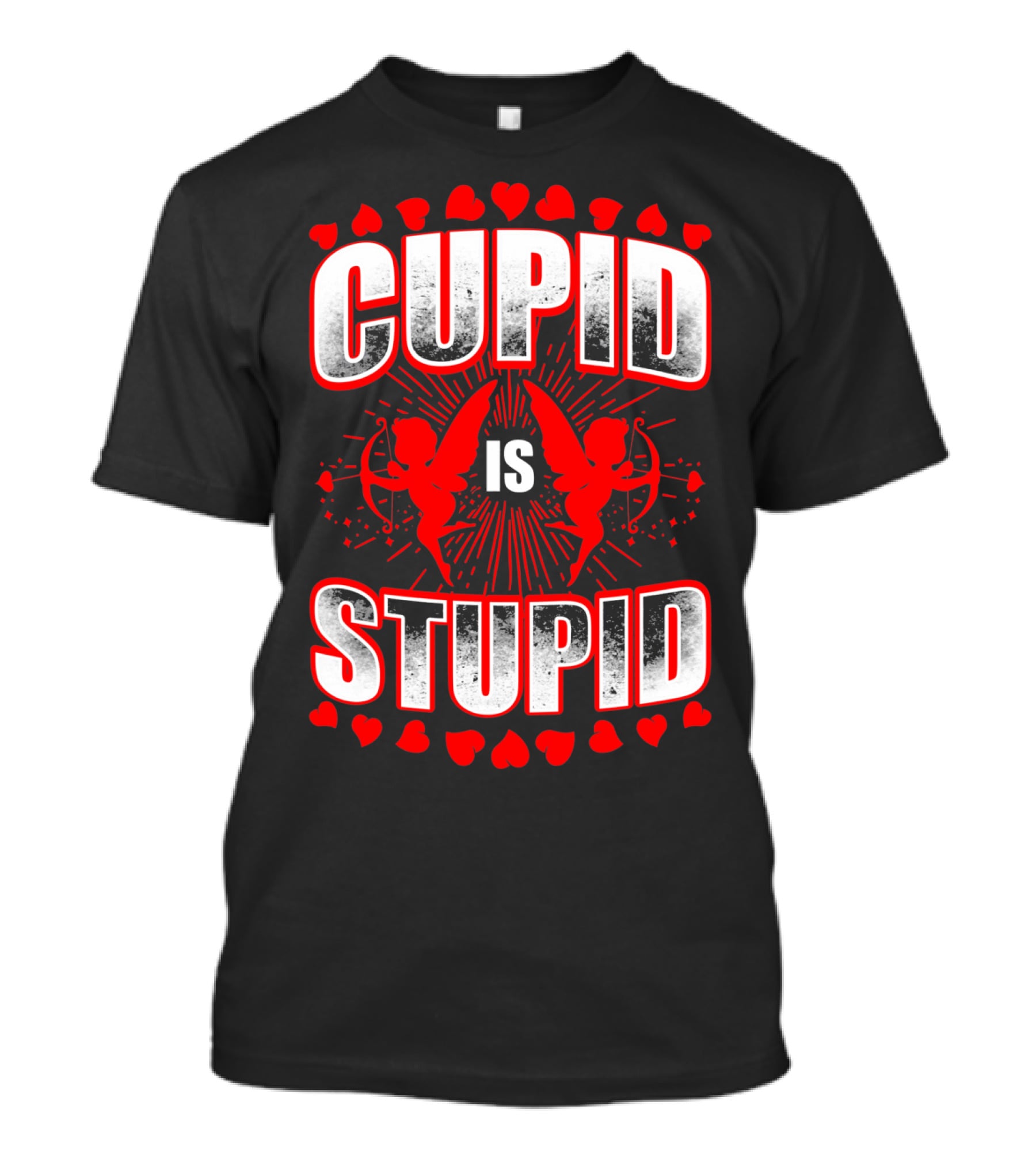Cupid Is Stupid Anti Valentine Long With Heart And Cupid Graphics T-Shirt
