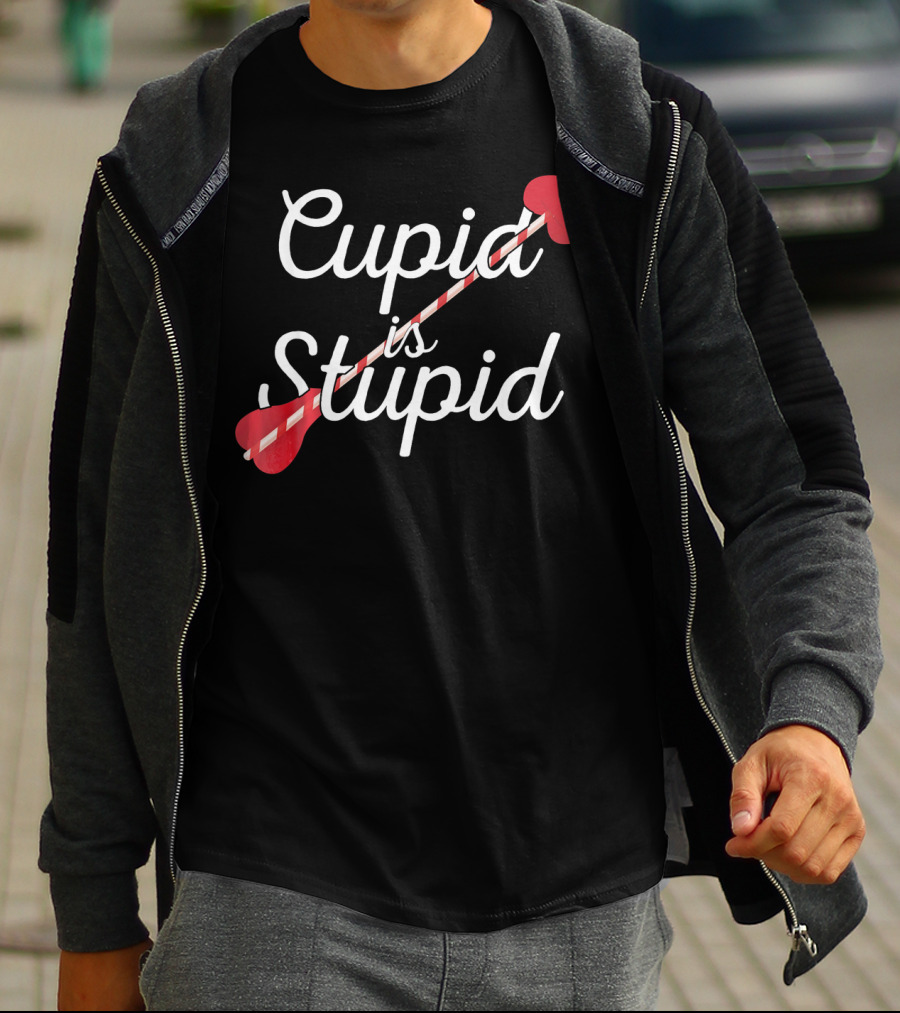 Cupid Is Stupid Funny Valentines Heart Arrow T-Shirt