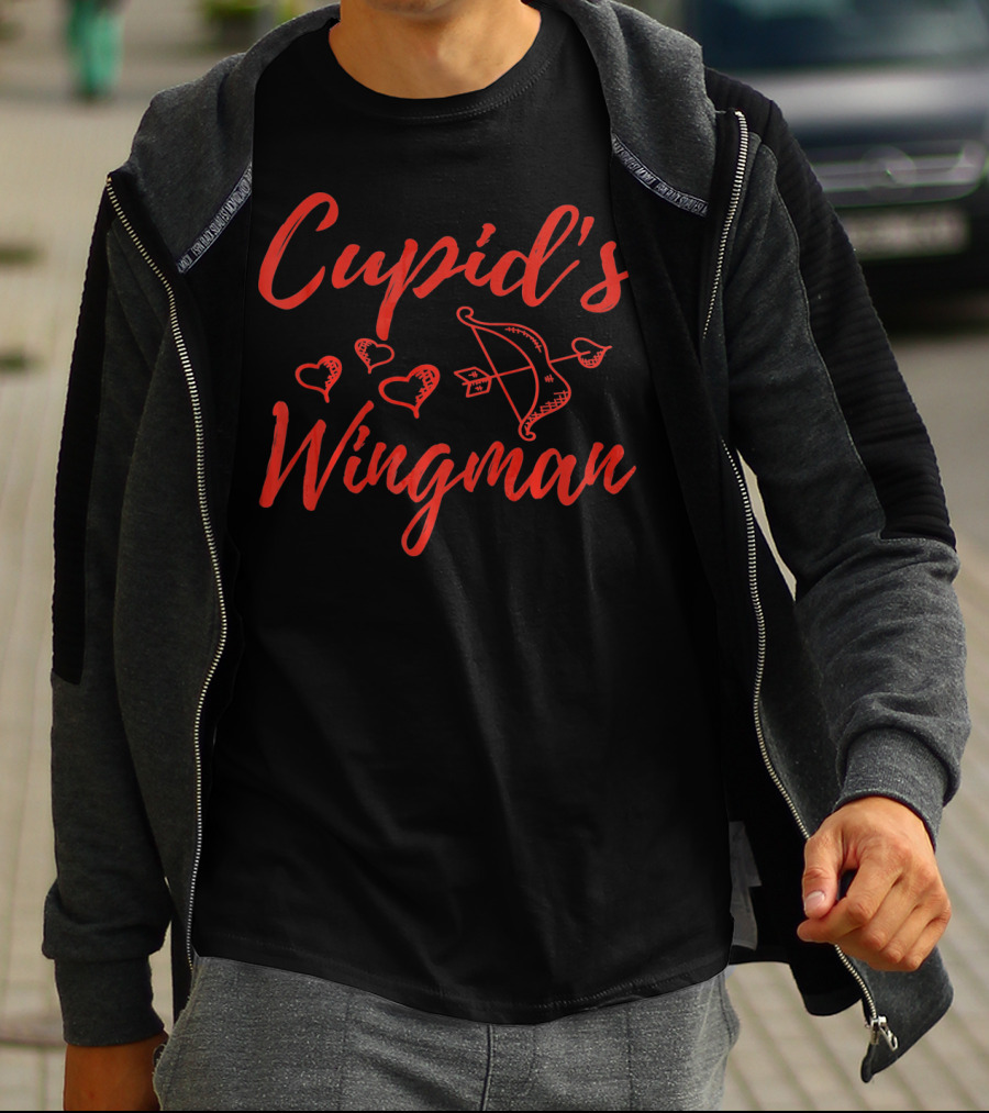 Cupid's Wingman Funny Valentine's Day Bow Hearts T-Shirt
