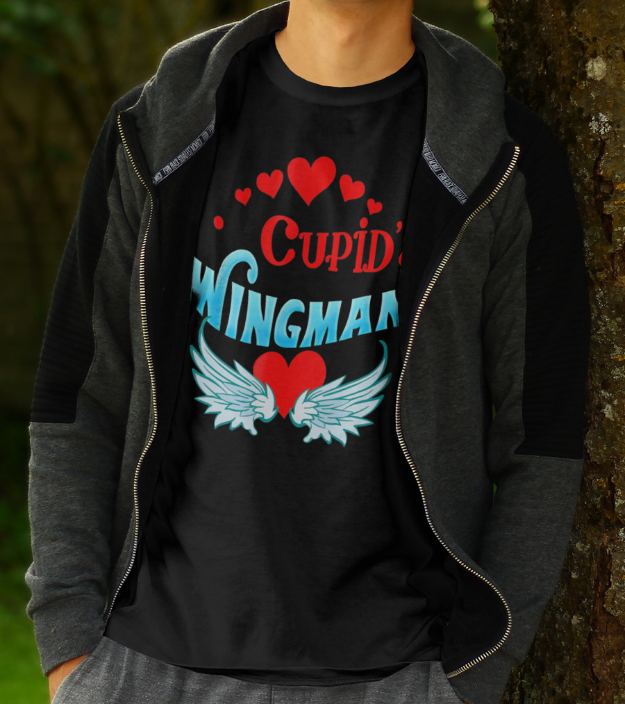 Cupid's Wingman Valentine's Hearts And Wings T-Shirt