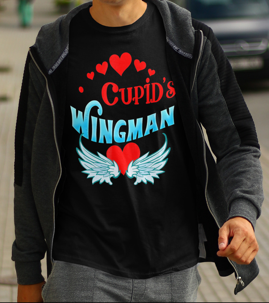 Cupid's Wingman Valentine's Hearts And Wings T-Shirt