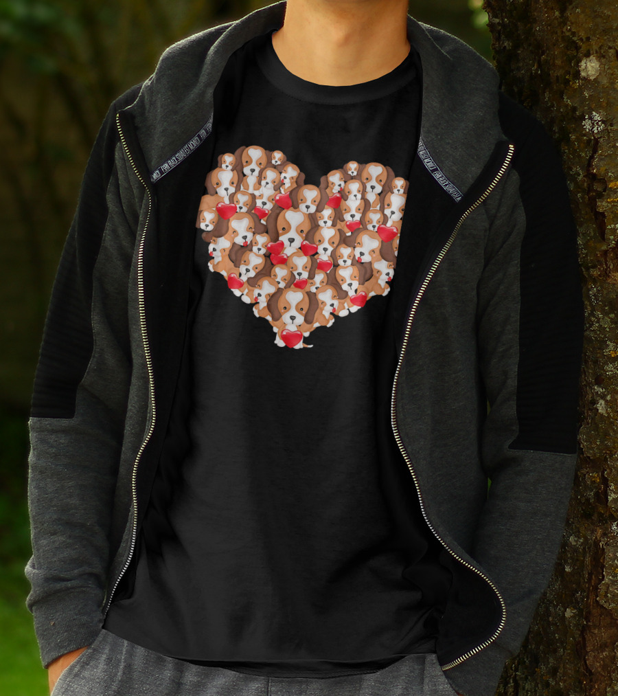 Beagle Puppies In Heart Shape For Valentine's Day T-Shirt
