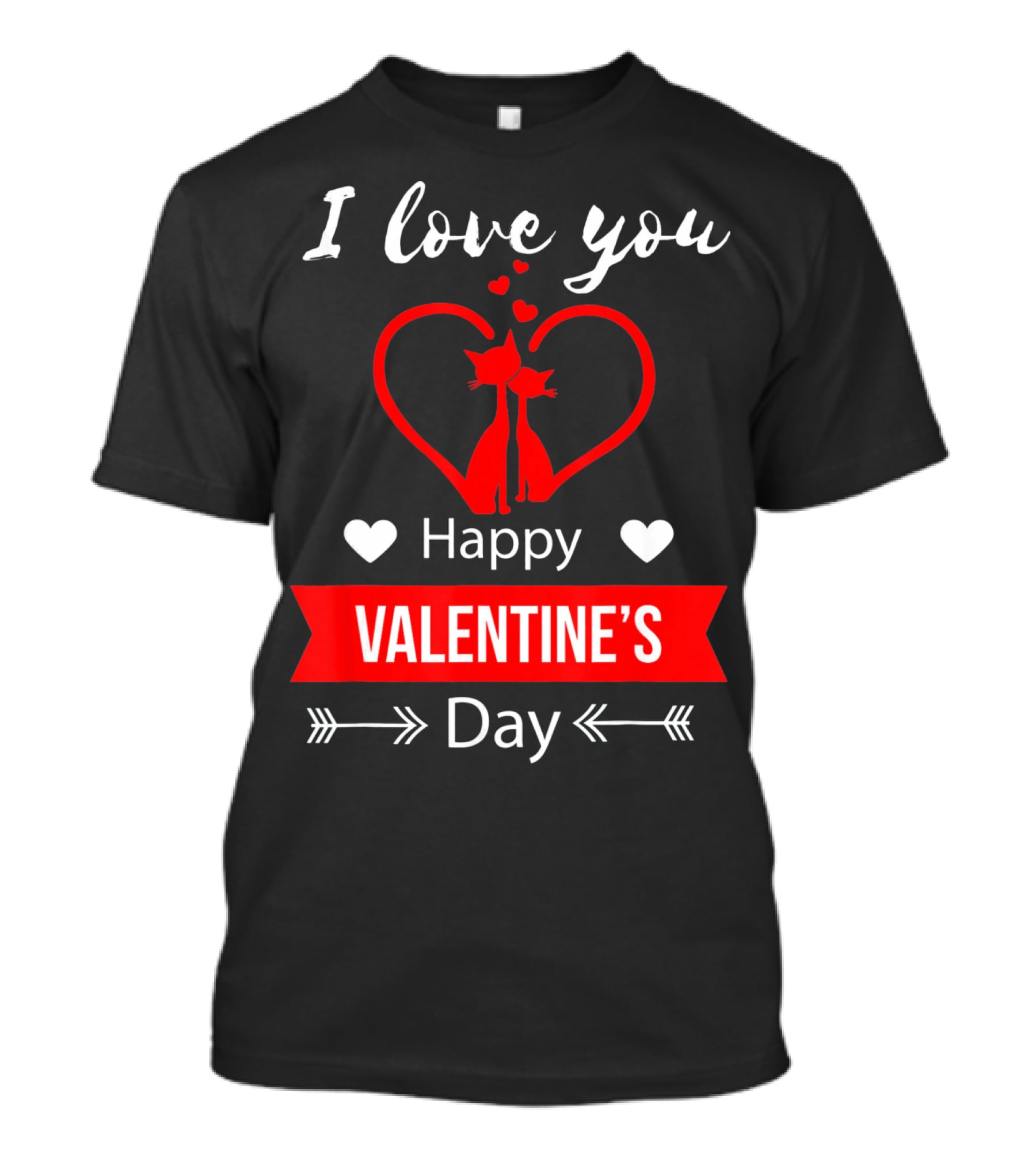 I Love You Happy Valentine's Day Cats Hearts T-Shirt