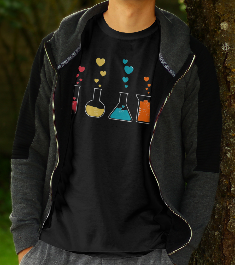 Chemistry Beaker Hearts Science Valentines T-Shirt