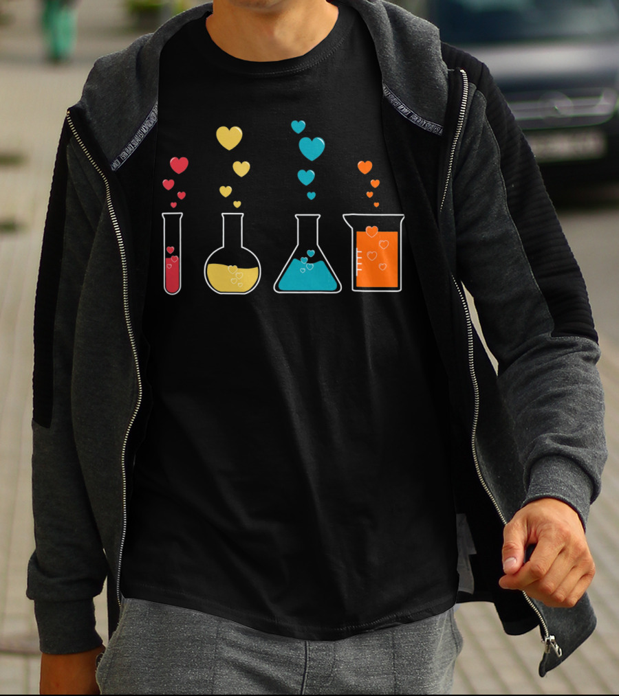 Chemistry Beaker Hearts Science Valentines T-Shirt