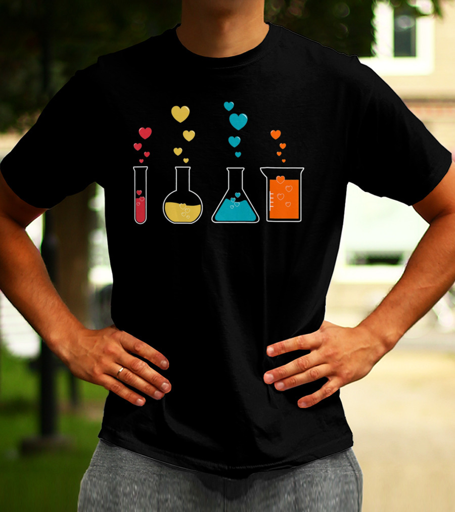 Chemistry Beaker Hearts Science Valentines T-Shirt