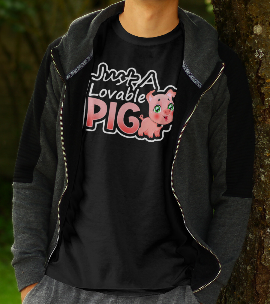 Just A Lovable Pig Cute Couple Valentines Day T-Shirt