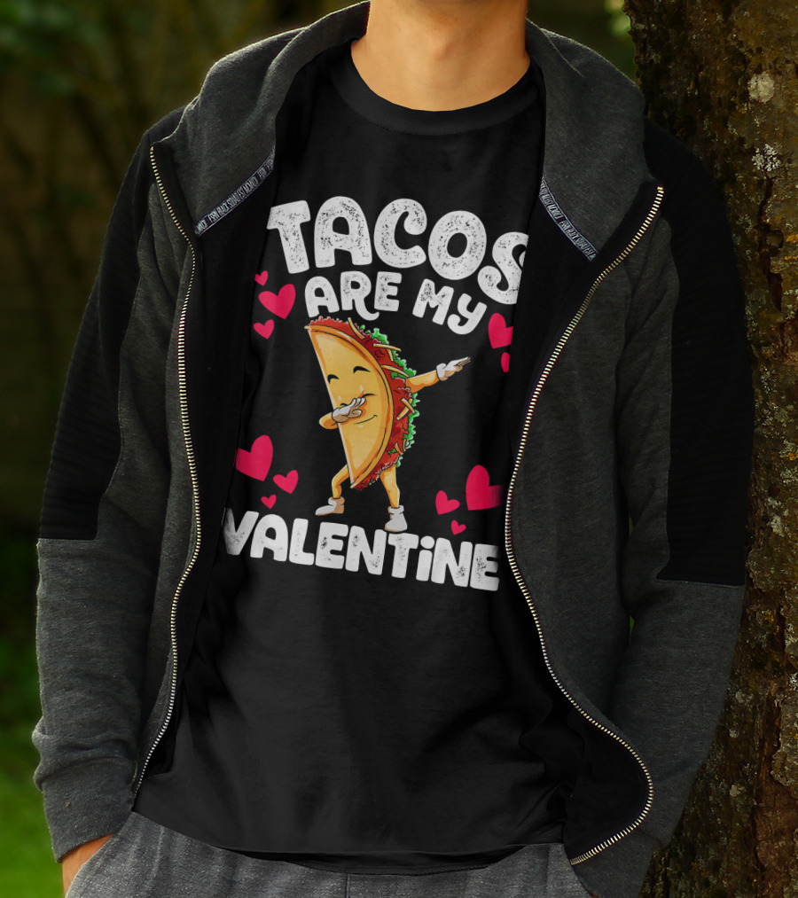 Tacos Are My Valentine Dabbing Taco With Hearts T-Shirt