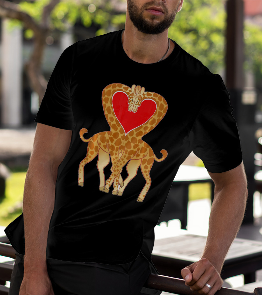 Cute Heart Giraffe Funny Valentine T-Shirt