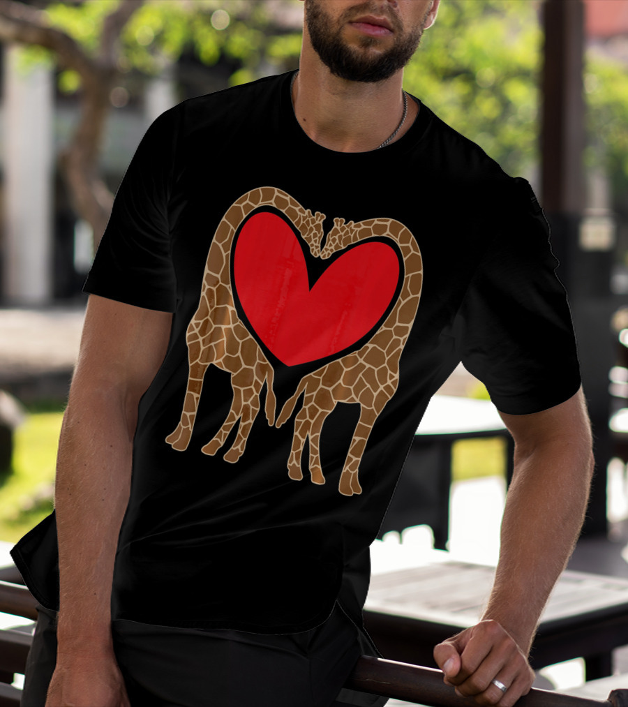 Cute Giraffe Heart Shape Valentine Fun T-Shirt