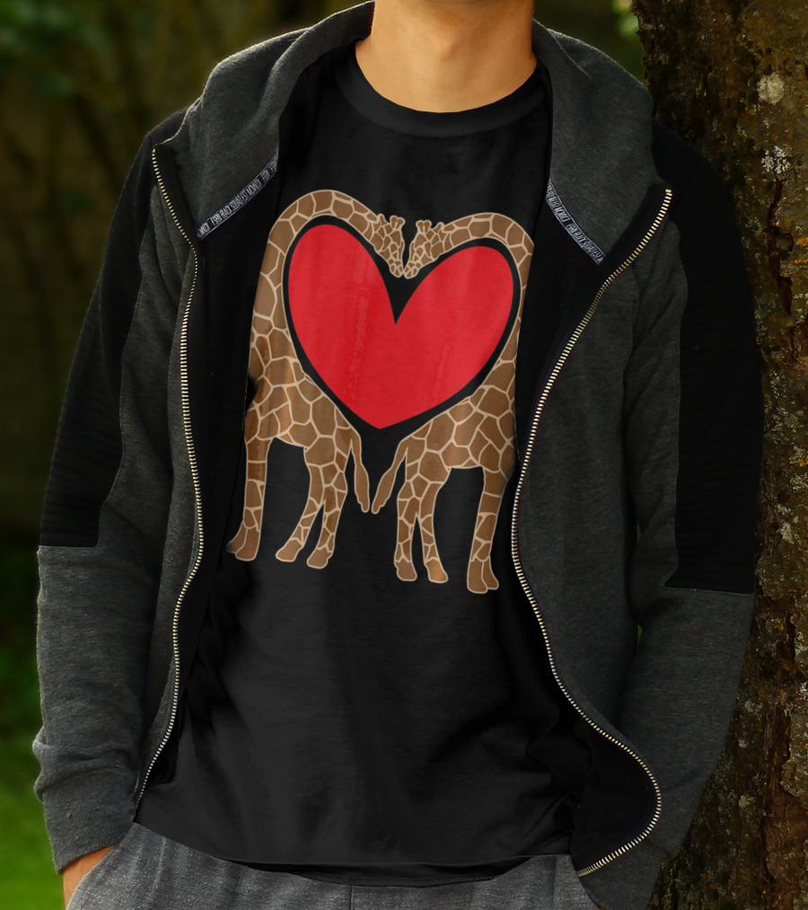 Cute Giraffe Heart Shape Valentine Fun T-Shirt