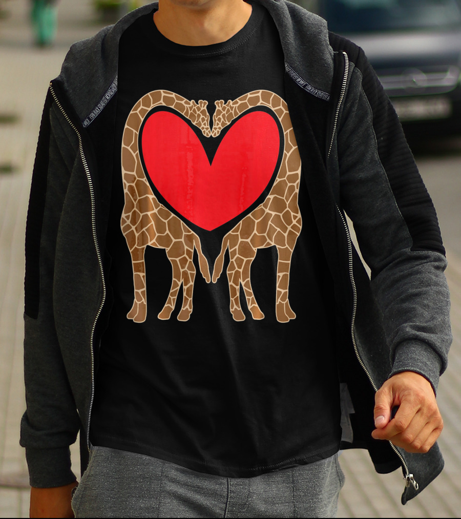 Cute Giraffe Heart Shape Valentine Fun T-Shirt