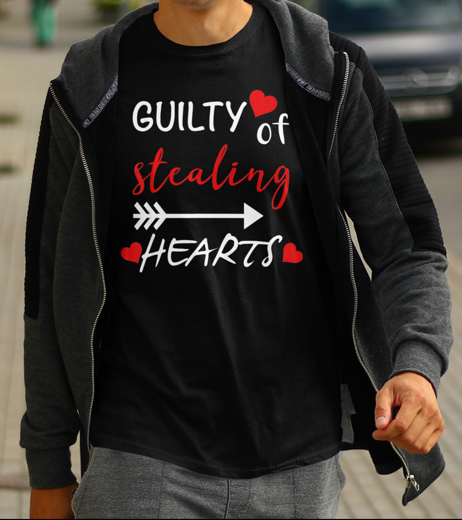 Guilty Of Stealing Hearts Cute Heart Valentines Day T-Shirt