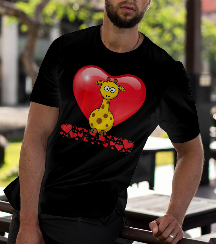 Cute Valentine's Day Heart Giraffe Valentin T-Shirt