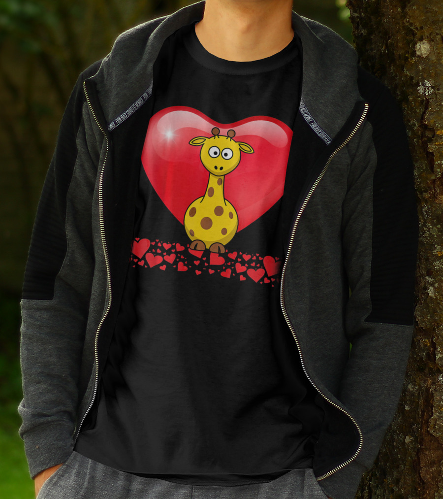 Cute Valentine's Day Heart Giraffe Valentin T-Shirt