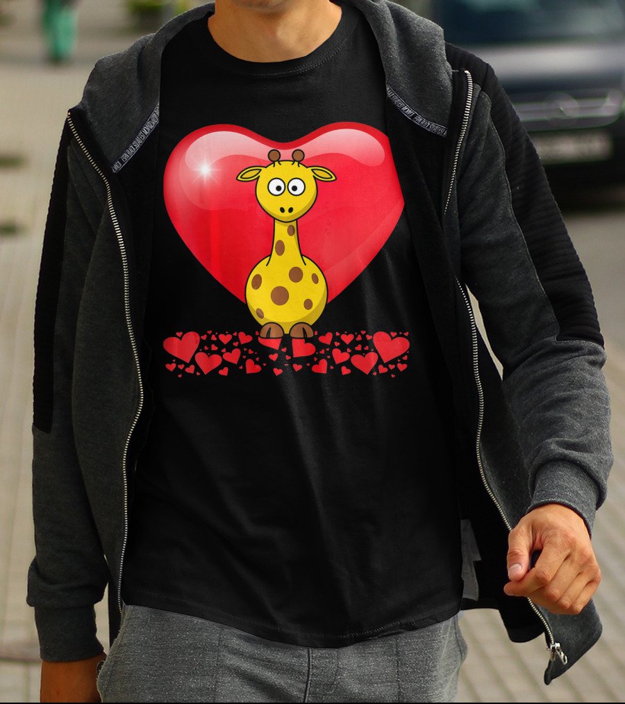 Cute Valentine's Day Heart Giraffe Valentin T-Shirt