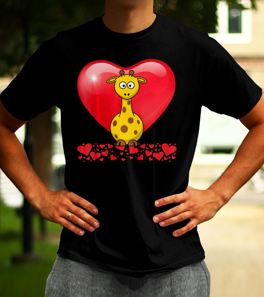 Cute Valentine's Day Heart Giraffe Valentin T-Shirt