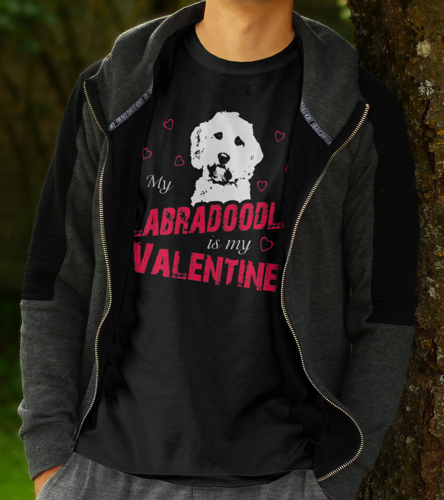 My Labradoodle Is My Valentine With Hearts And Dog T-Shirt