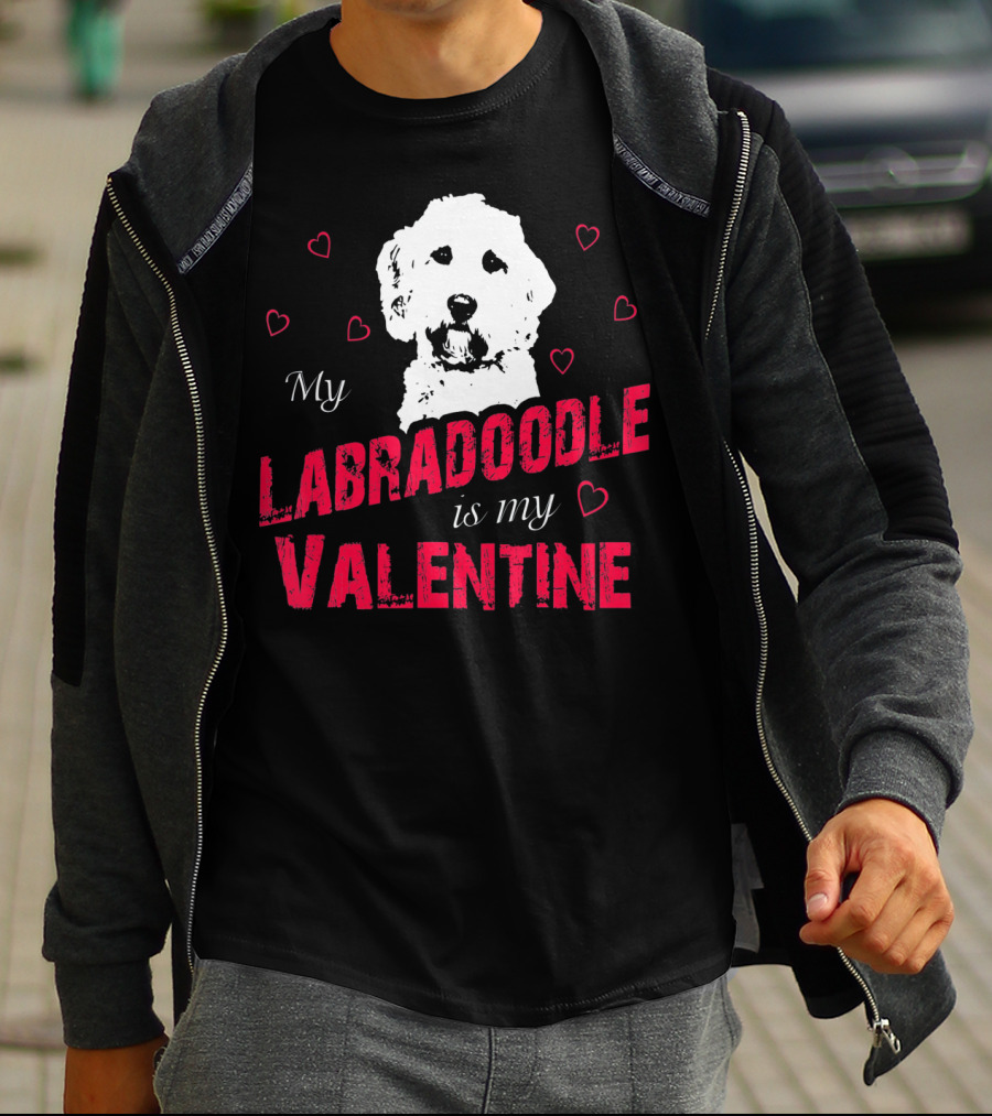 My Labradoodle Is My Valentine With Hearts And Dog T-Shirt