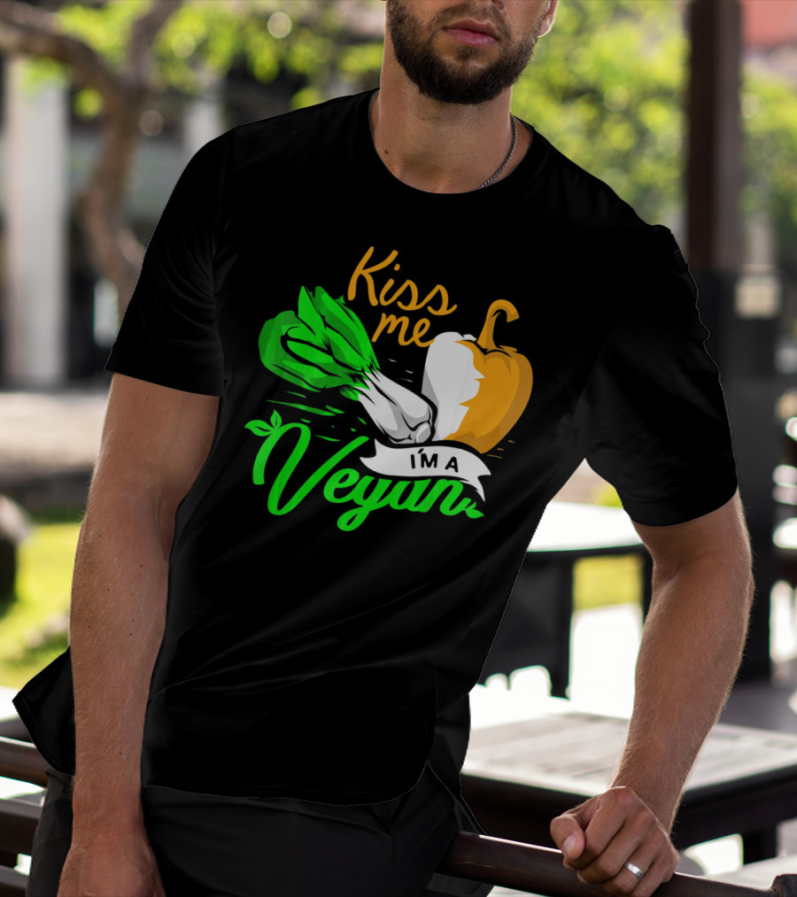 Kiss Me I'm A Vegan St. Patrick's Day Bell Pepper And Green Onions T-Shirt