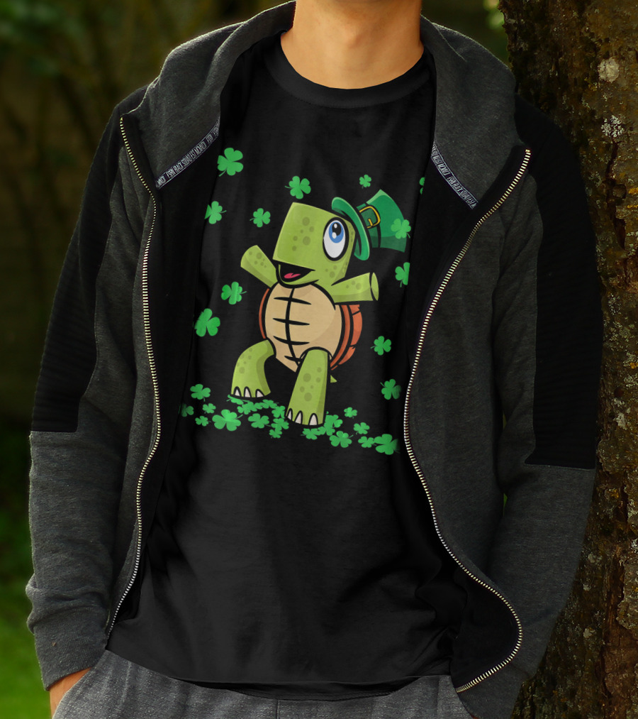 St Patricks Day Irish American Turtle Leprechaun Shamrock T-Shirt