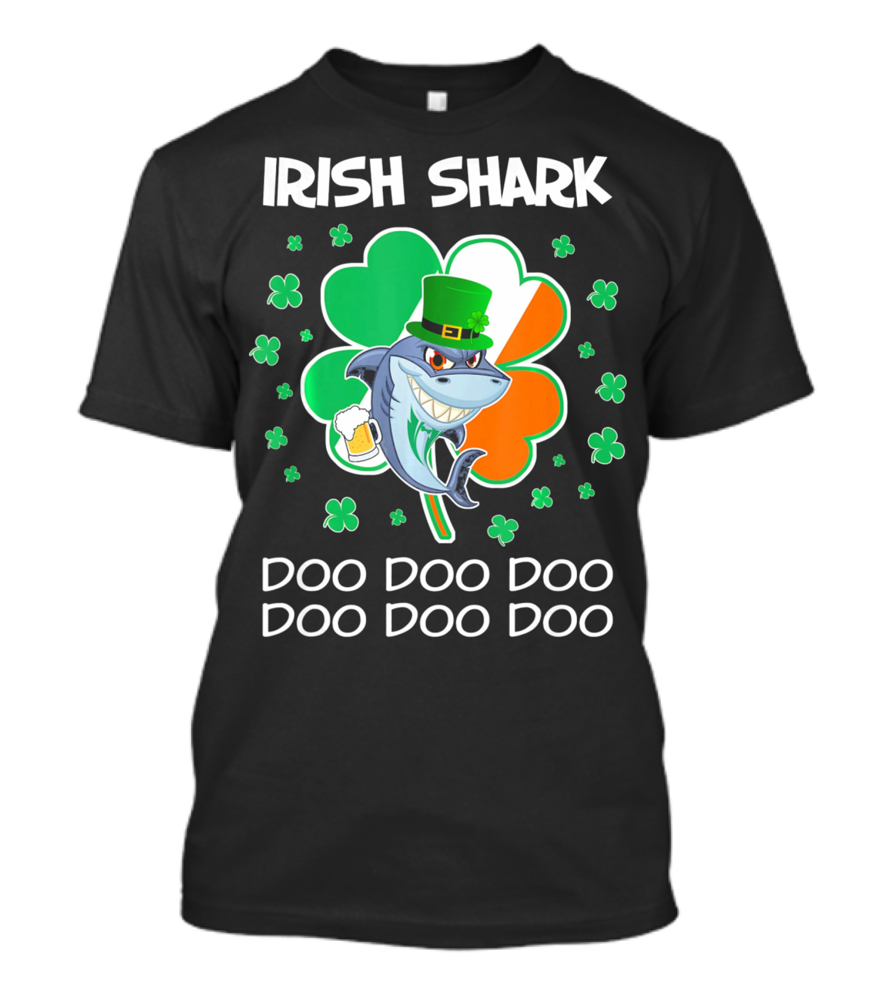 Irish Shark Doo Doo Doo Shamrock Beer St Patricks T-Shirt