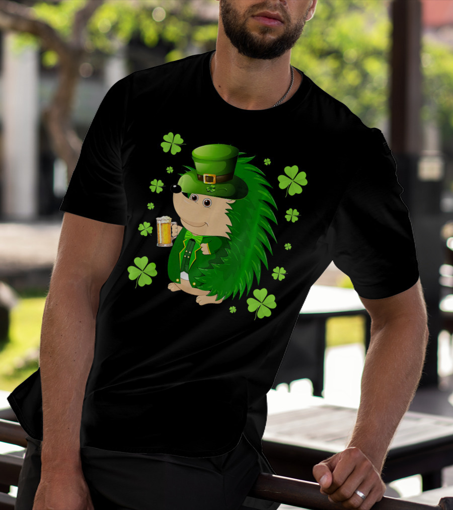 Funny Hedgichaun Leprechaun Clover Beer St. Patrick's Day T-Shirt