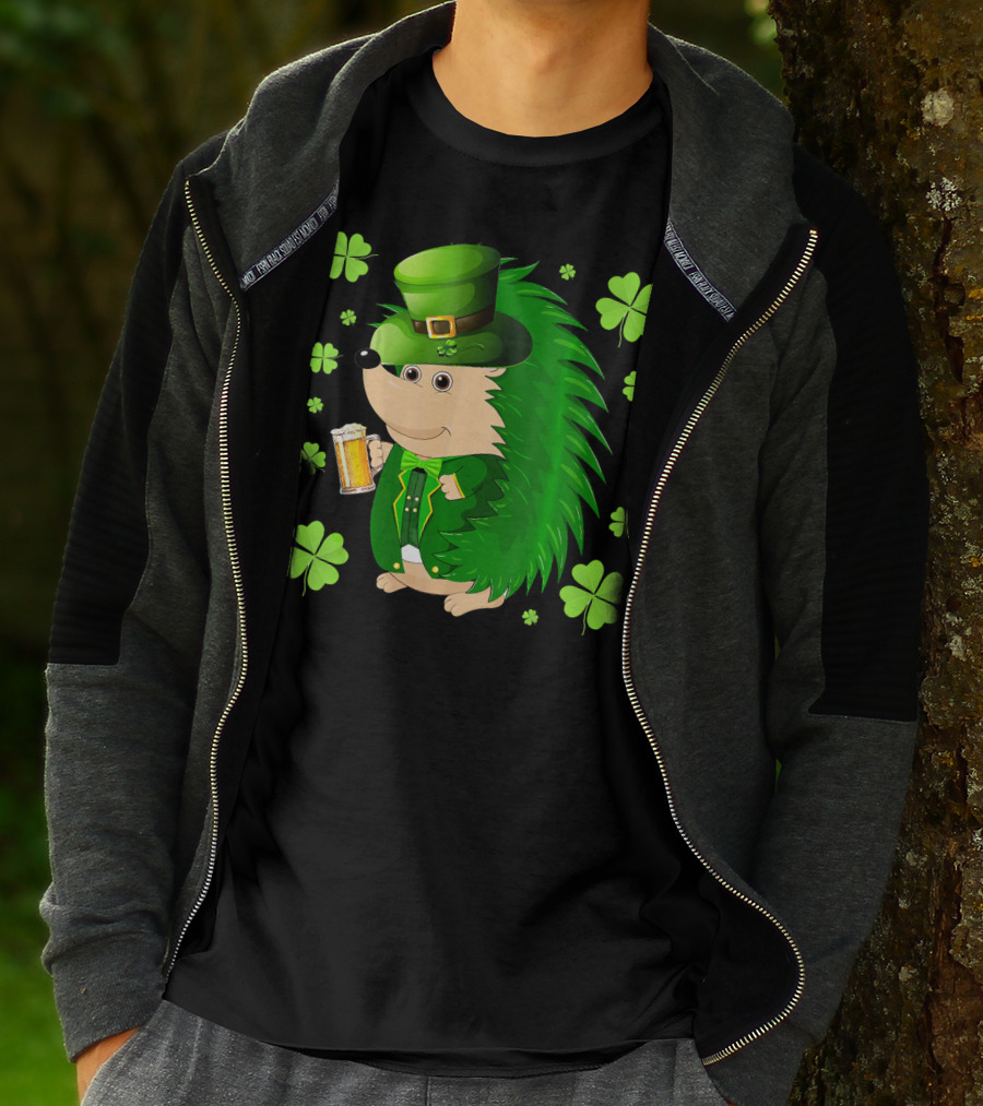 Funny Hedgichaun Leprechaun Clover Beer St. Patrick's Day T-Shirt
