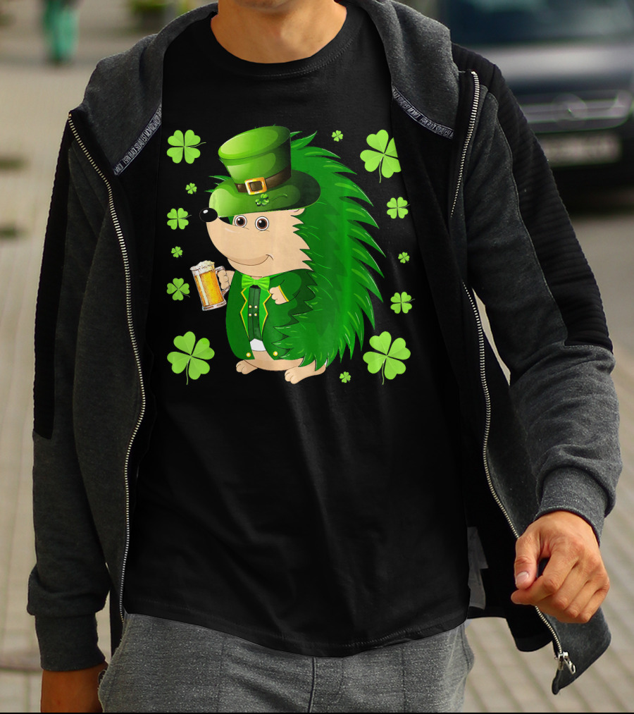 Funny Hedgichaun Leprechaun Clover Beer St. Patrick's Day T-Shirt