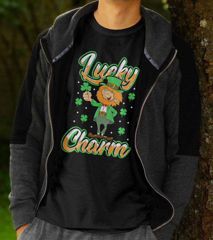 Lucky Charm St. Patrick's Day Leprechaun With Shamrocks T-Shirt