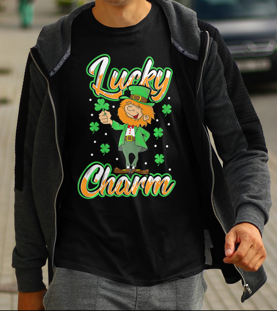 Lucky Charm St. Patrick's Day Leprechaun With Shamrocks T-Shirt