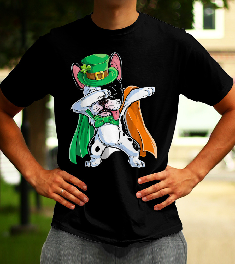 Dabbing French Bulldog St. Patrick's Day Leprechaun Costume T-Shirt